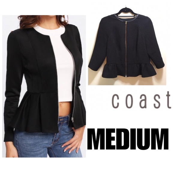 Coast Jackets & Blazers - ‼️SALE‼️ Black Zip Up Peplum Blazer